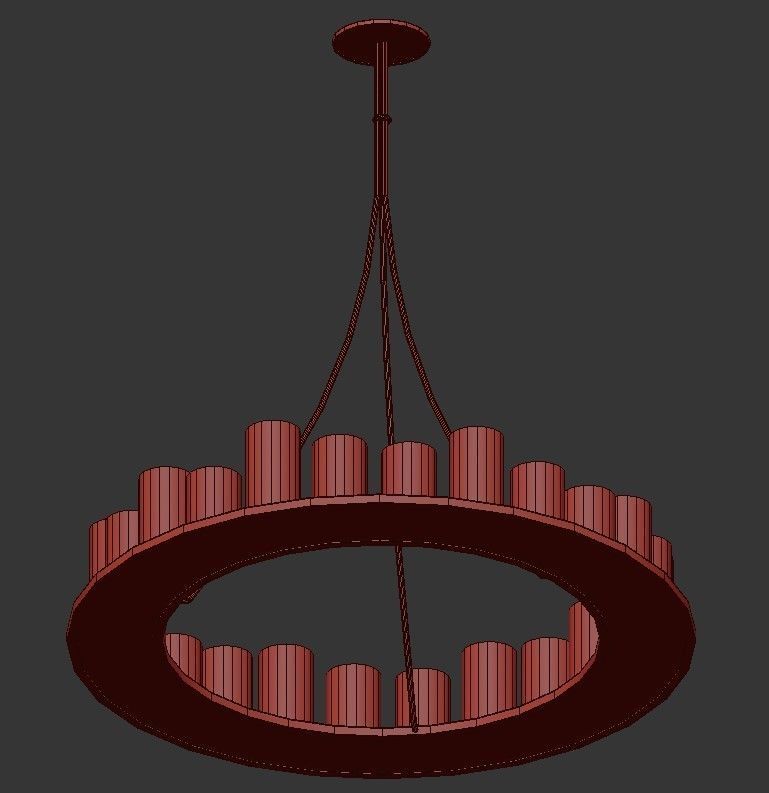HEMEL round chandelier with candles hanging from it 3D model_3