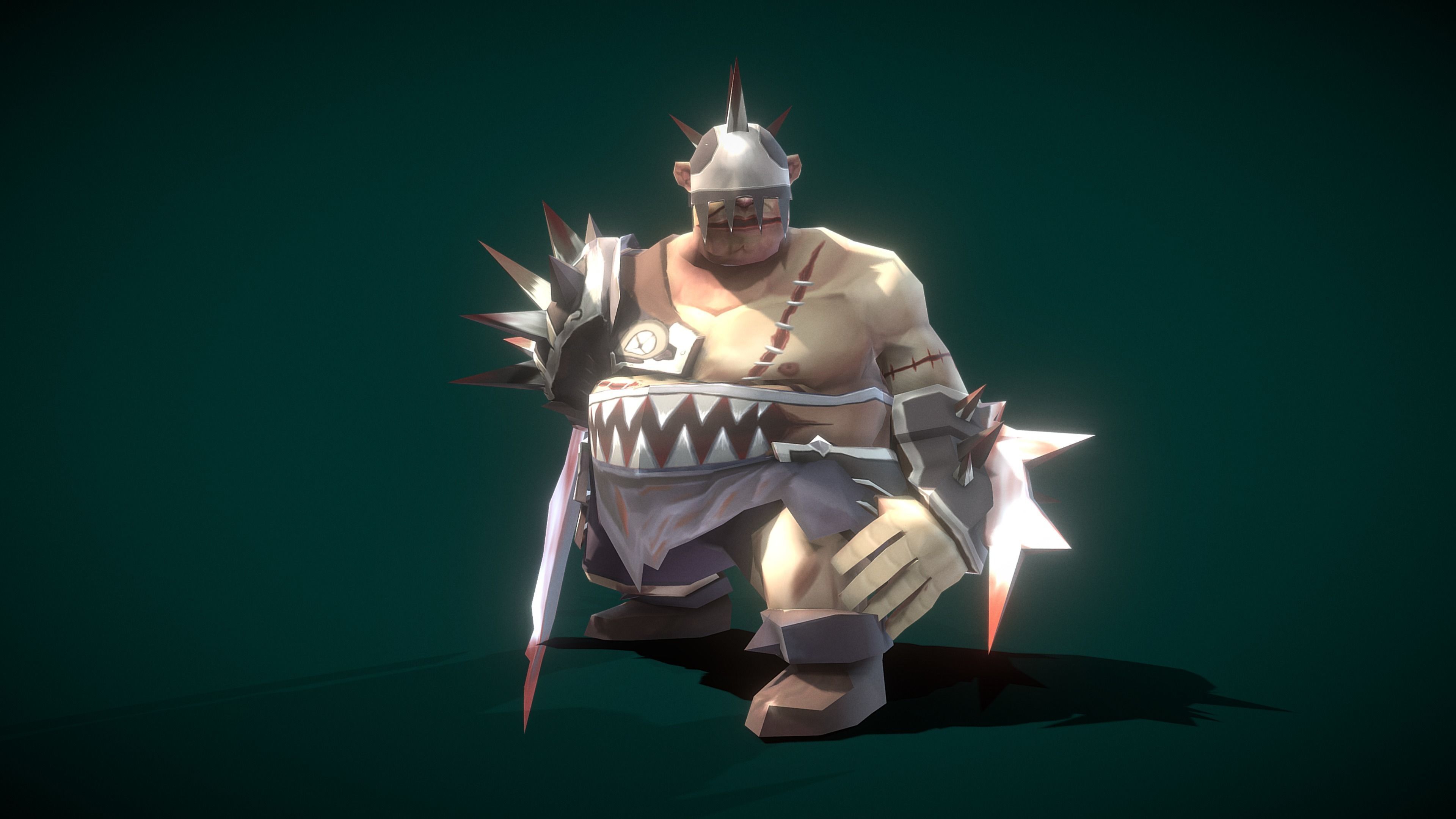 Cartoon Villain Butcher Low-poly 3D model_6