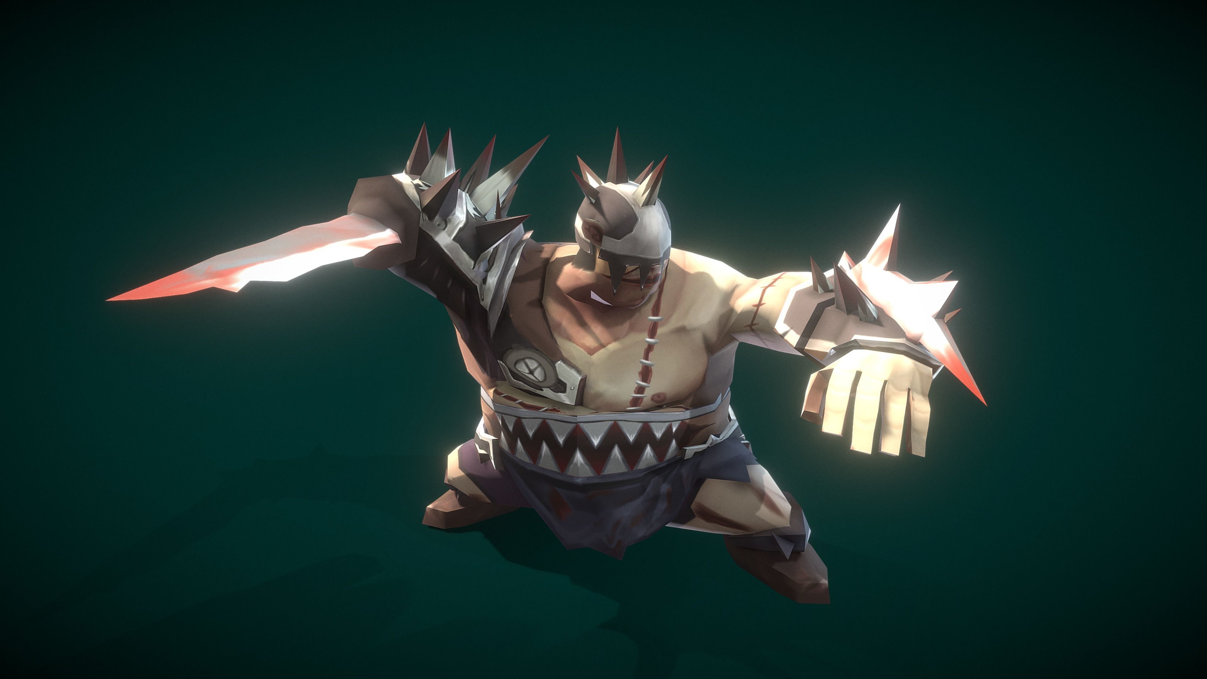 Cartoon Villain Butcher Low-poly 3D model_2