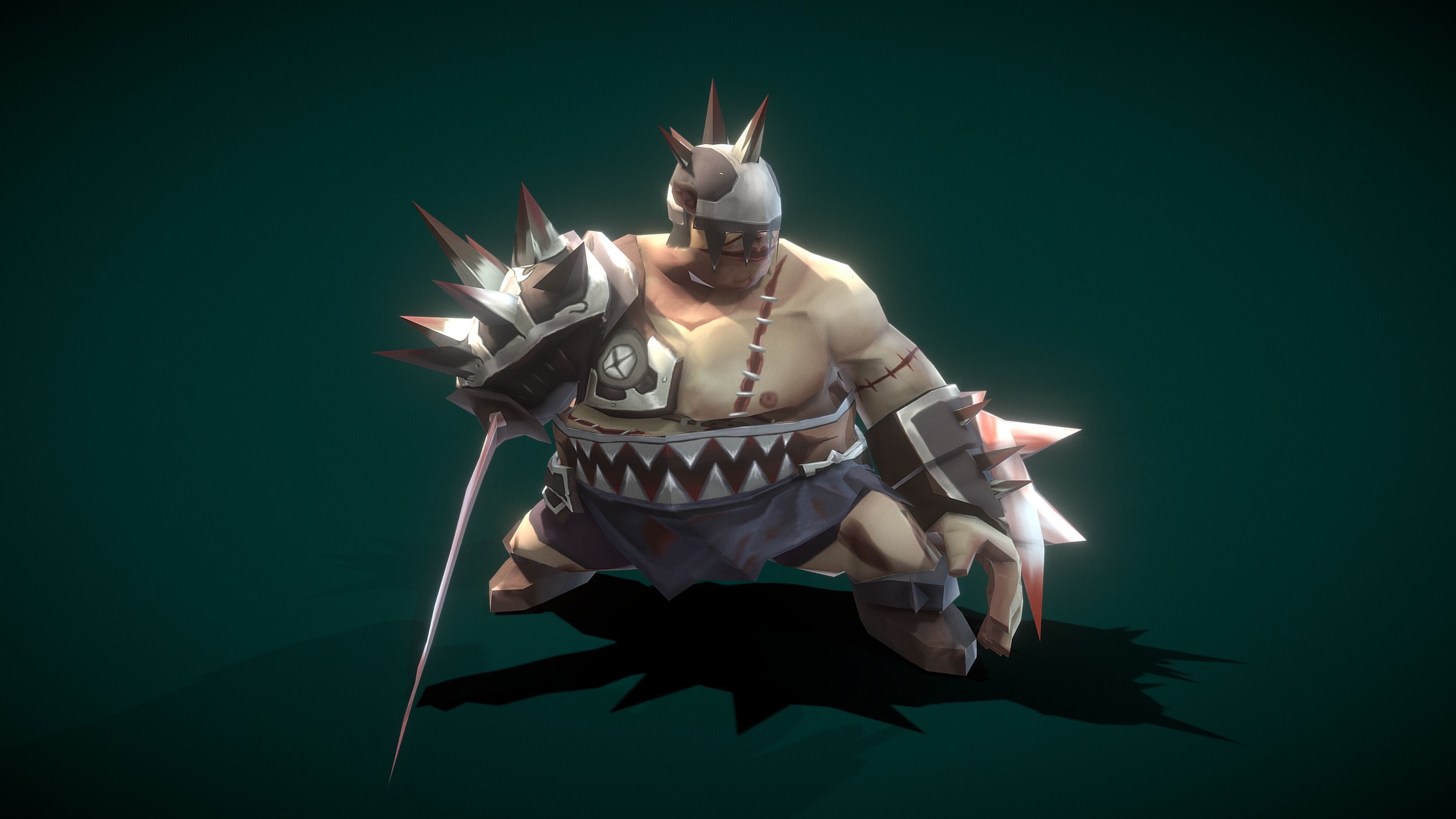 Cartoon Villain Butcher Low-poly 3D model_3