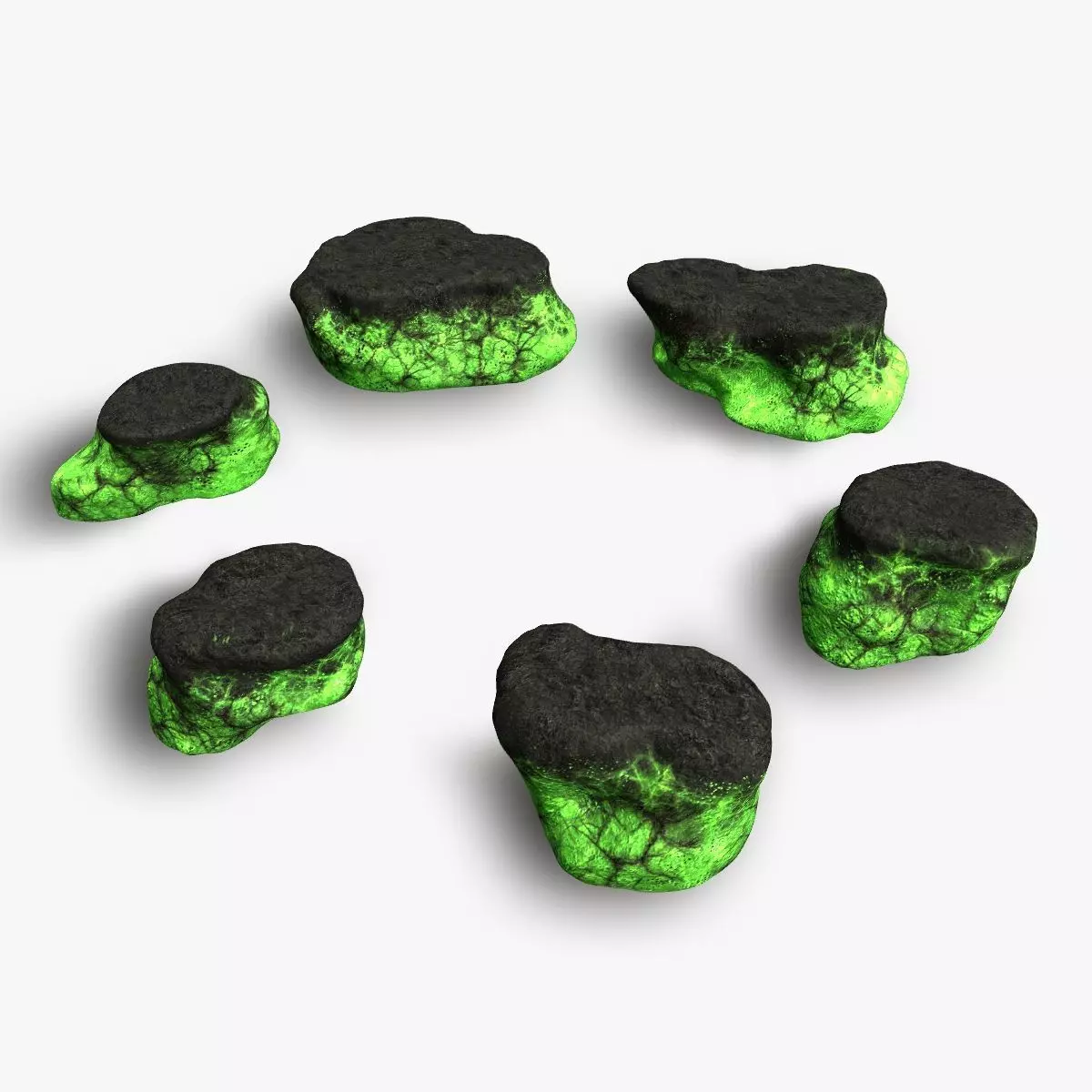 Short Flat Rocks - Toxic Low-poly 3D model_0
