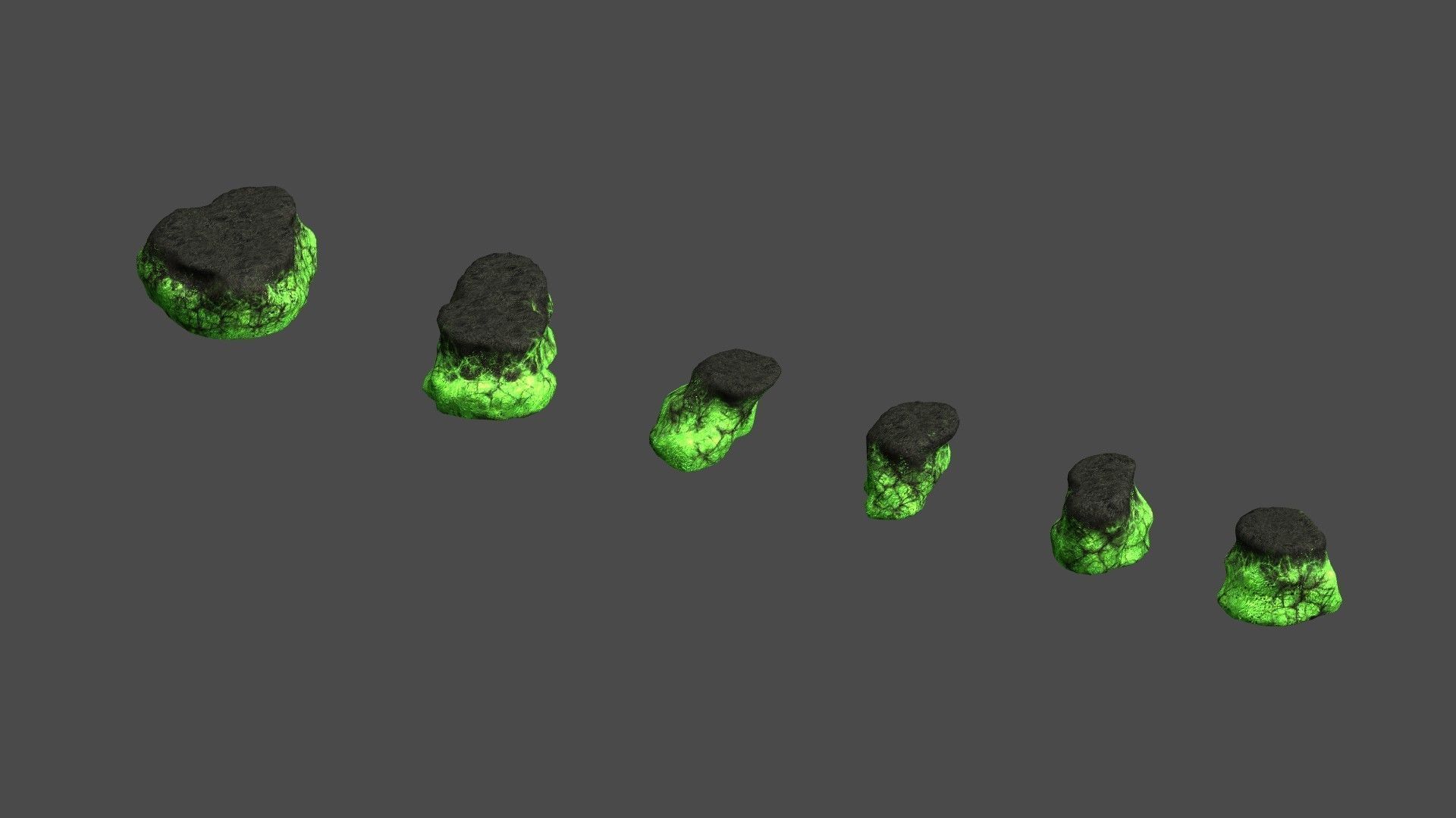 Short Flat Rocks - Toxic Low-poly 3D model_15