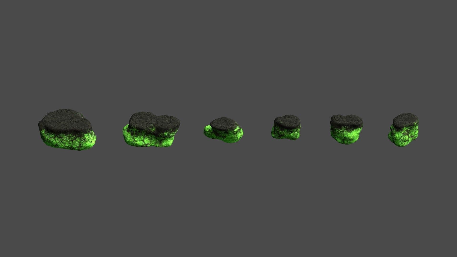 Short Flat Rocks - Toxic Low-poly 3D model_5