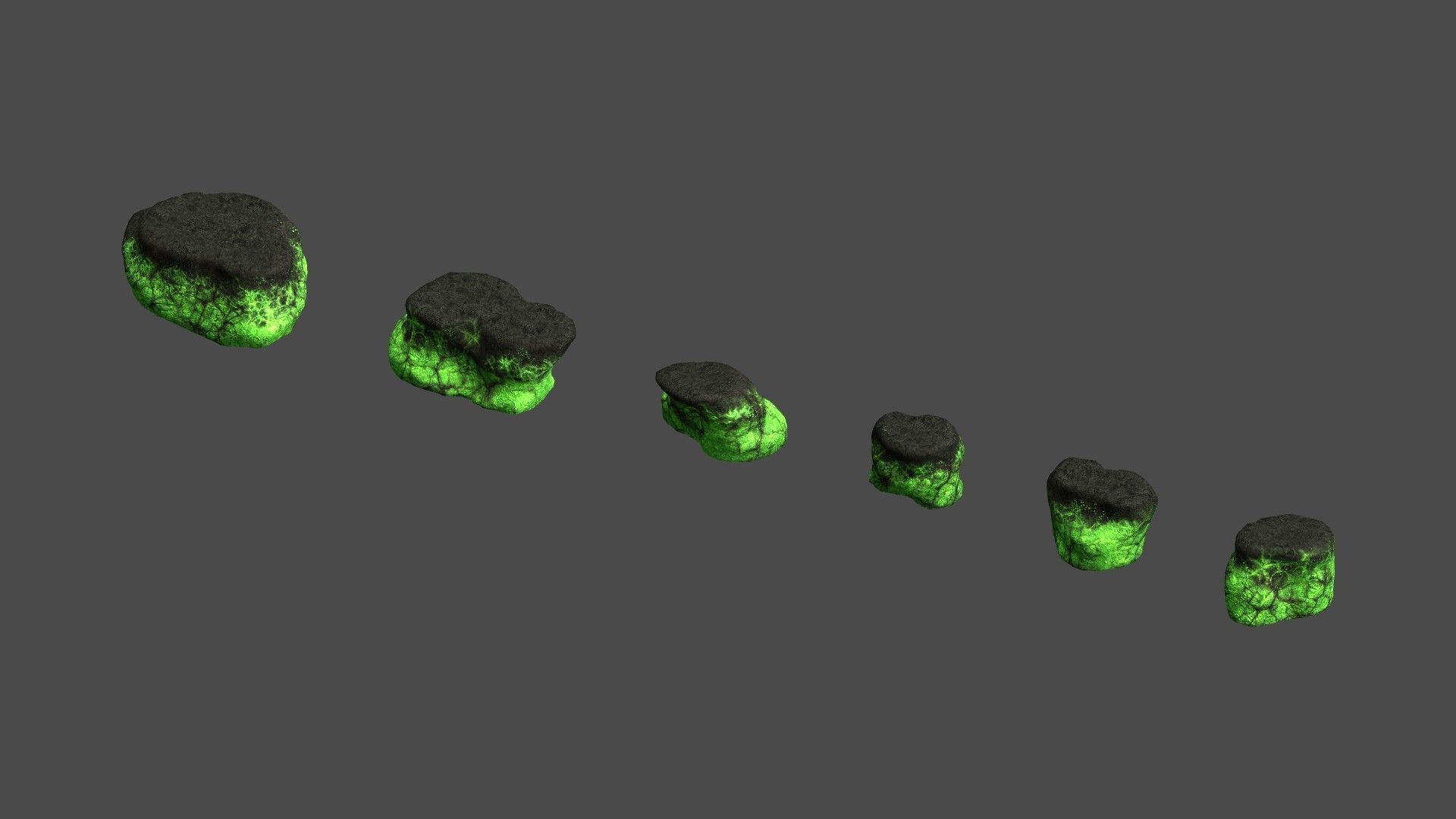 Short Flat Rocks - Toxic Low-poly 3D model_13