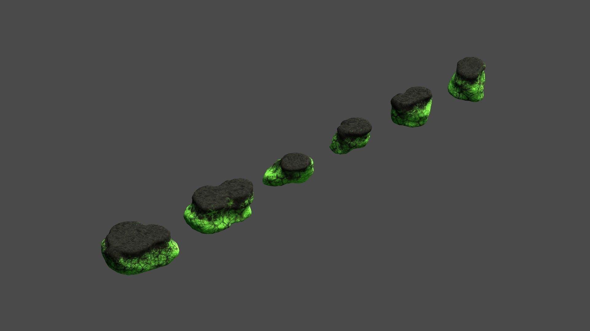 Short Flat Rocks - Toxic Low-poly 3D model_4