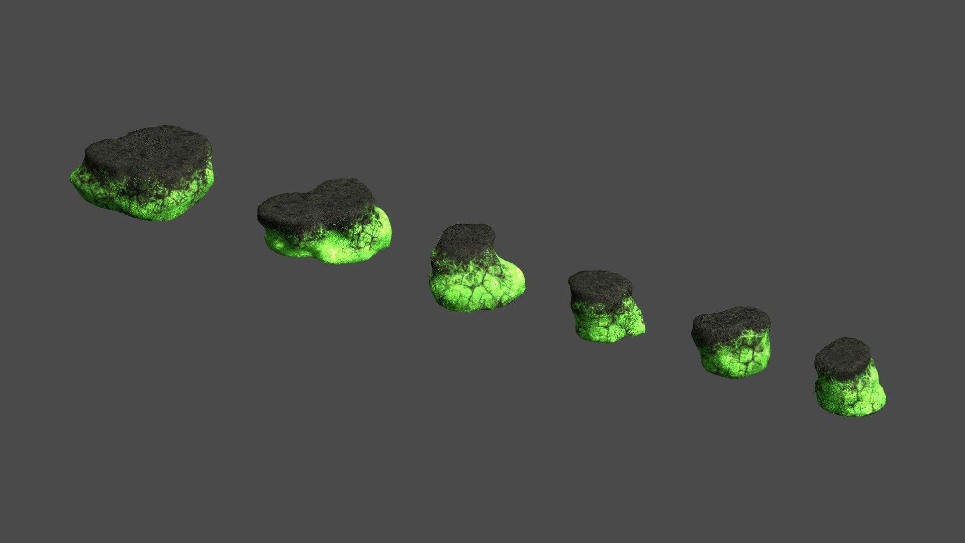 Short Flat Rocks - Toxic Low-poly 3D model_14