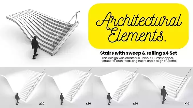 Stairs with Sweep Architectural Set X4