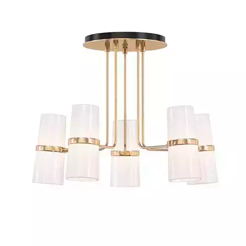 CONIFER 5 five light chandelier with brass and shades