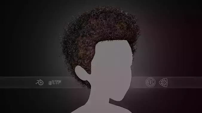 Male Hair Cards Style 14 - Curly Hair 4 Low-poly 3D model