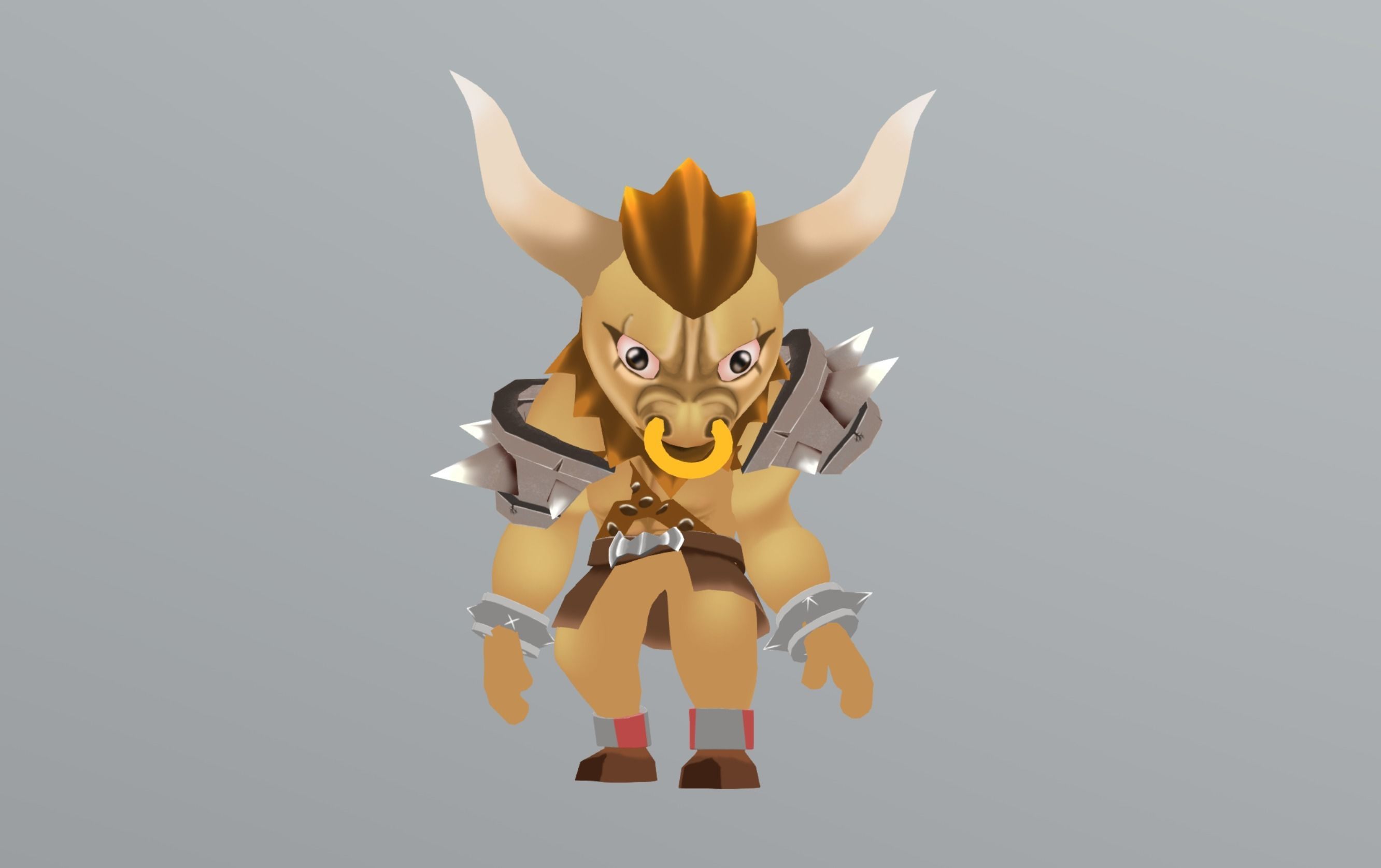 Cartoon Minotaur Low-poly 3D model_7