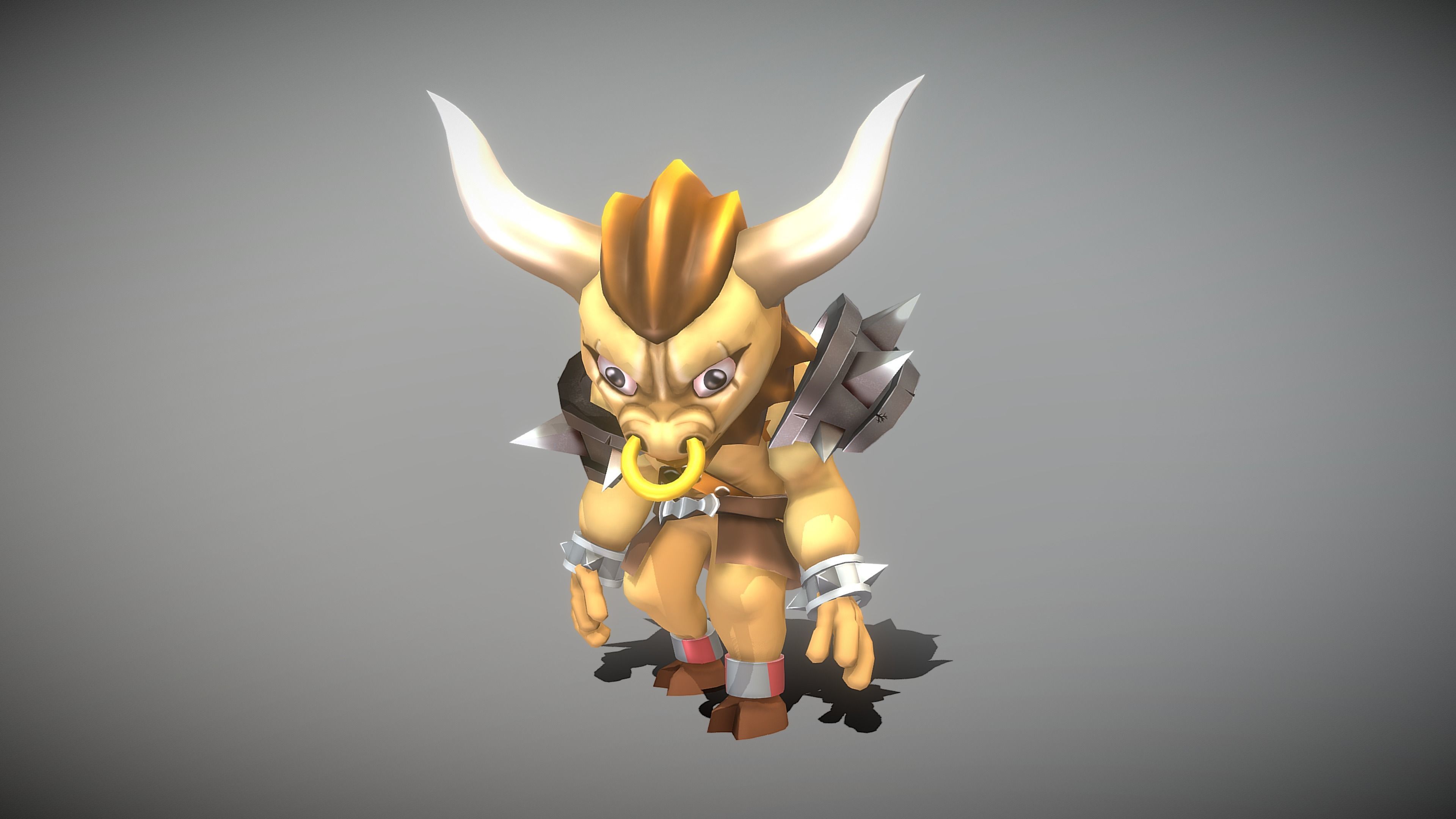 Cartoon Minotaur Low-poly 3D model_4