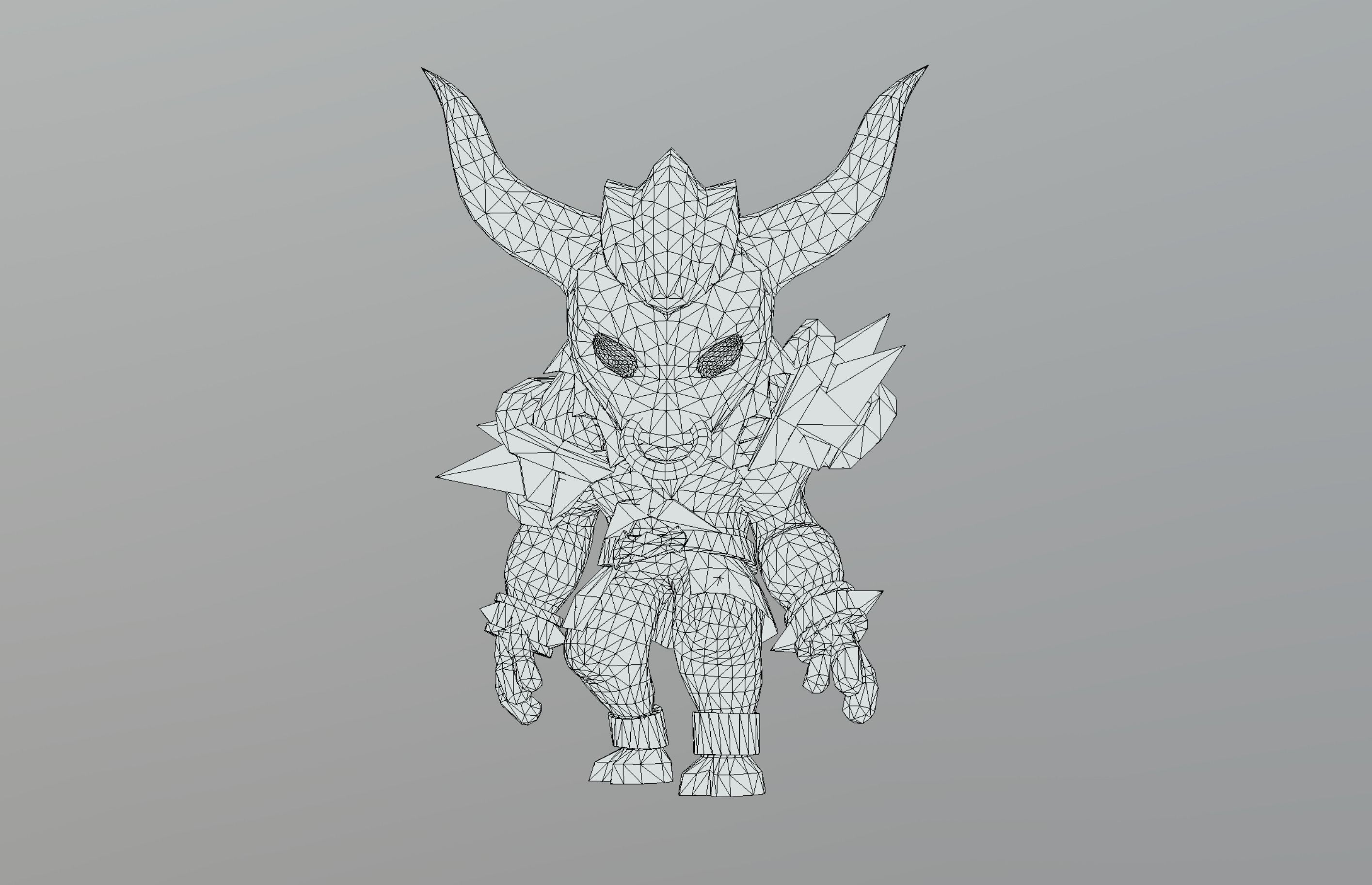 Cartoon Minotaur Low-poly 3D model_5