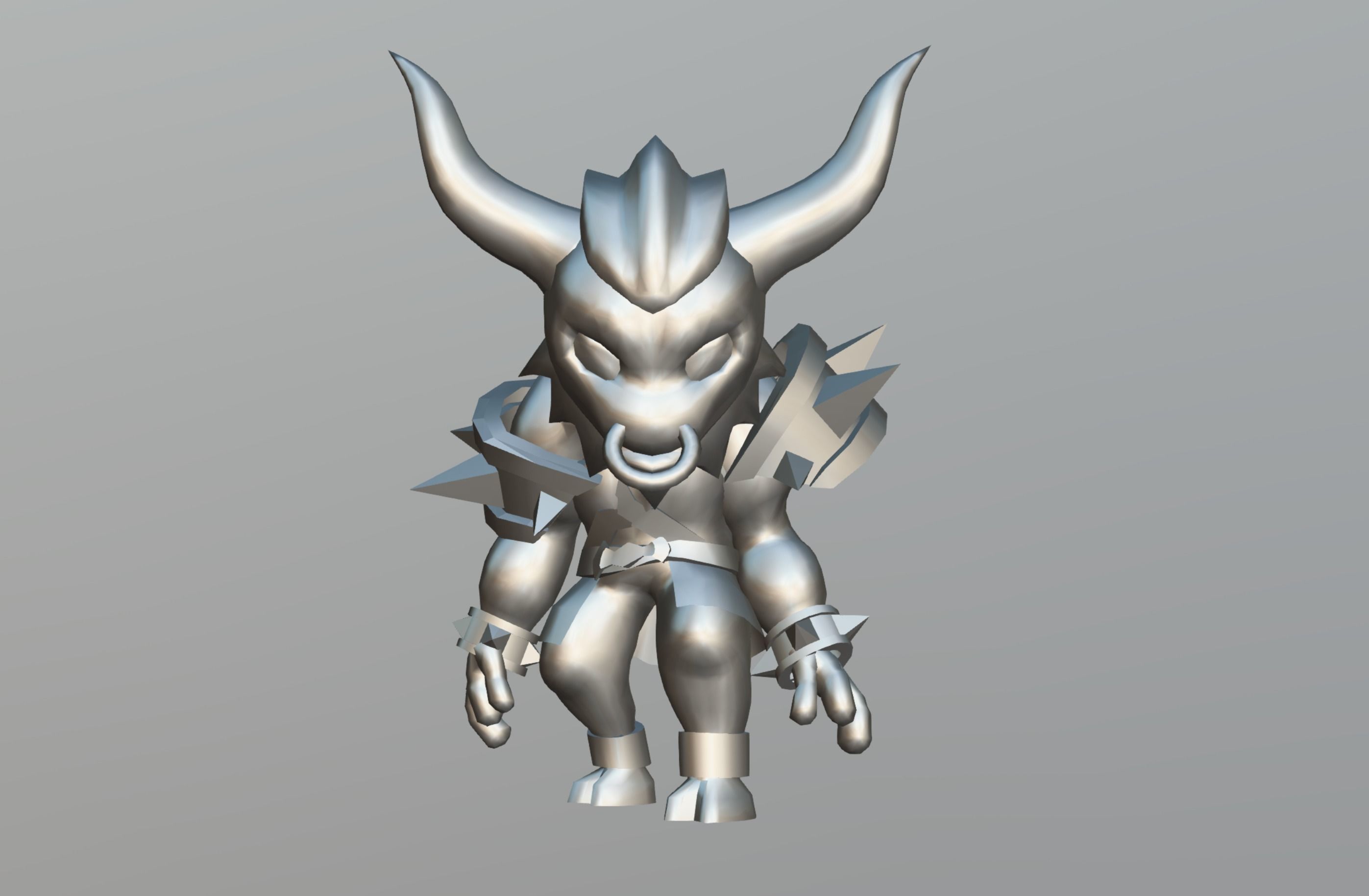 Cartoon Minotaur Low-poly 3D model_6