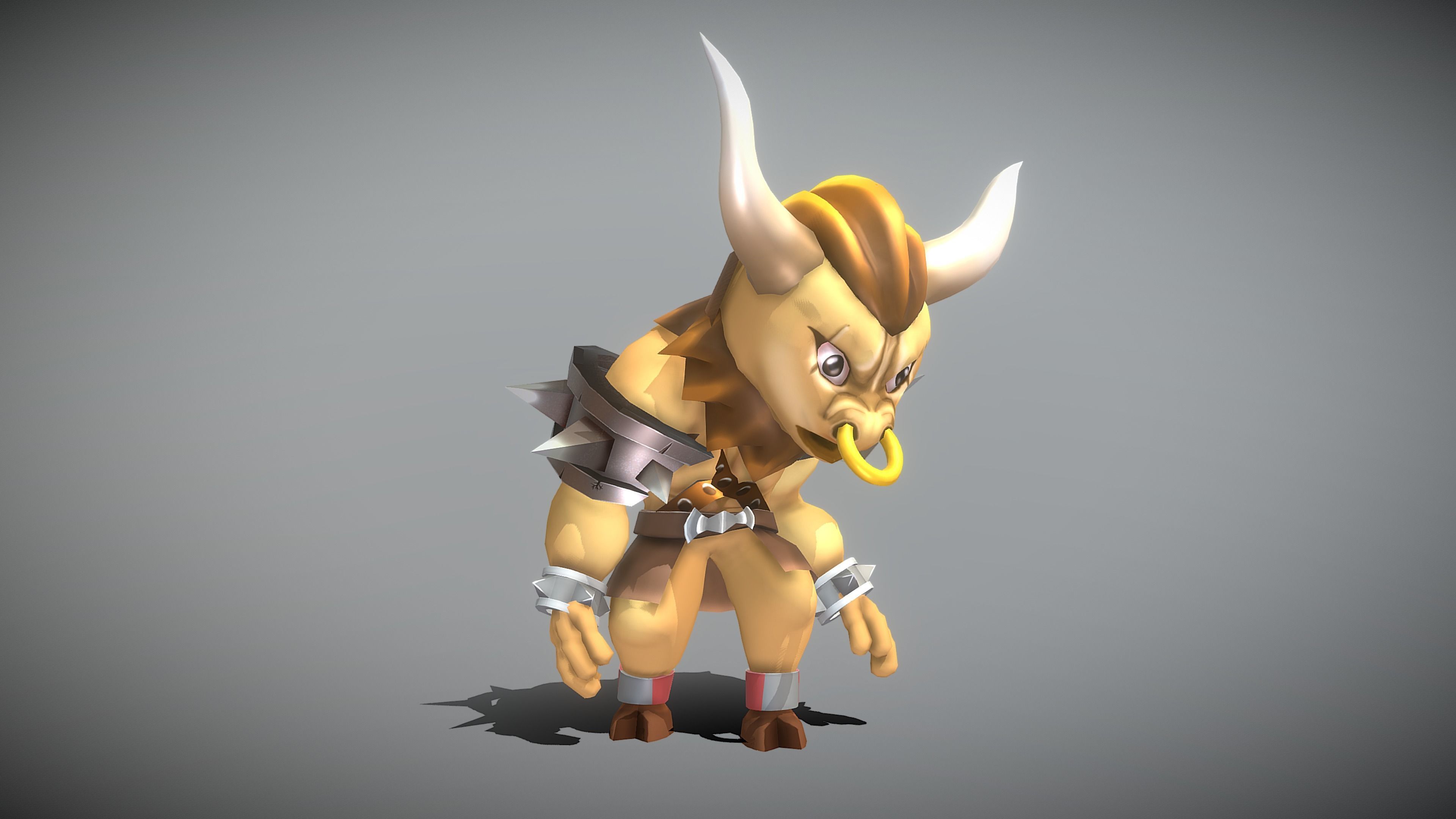Cartoon Minotaur Low-poly 3D model_2