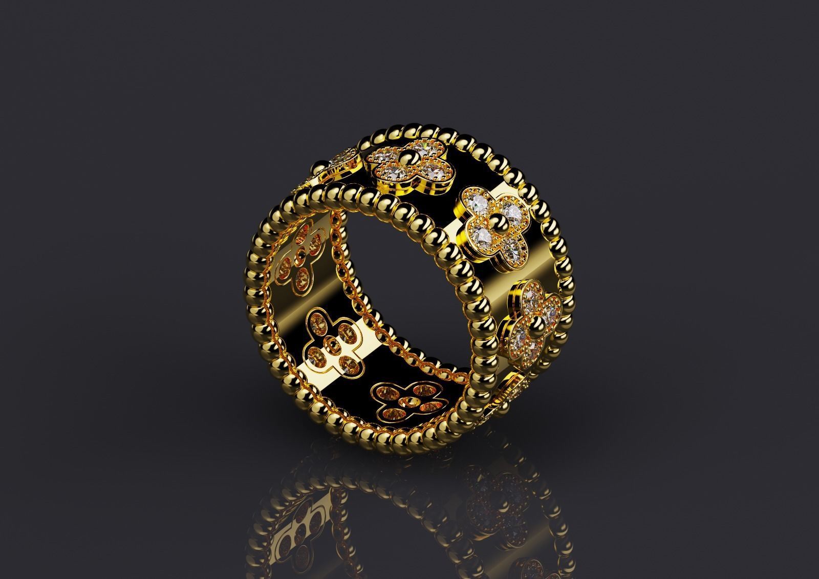 Ring Perlee Clovers 001 3D print model_1