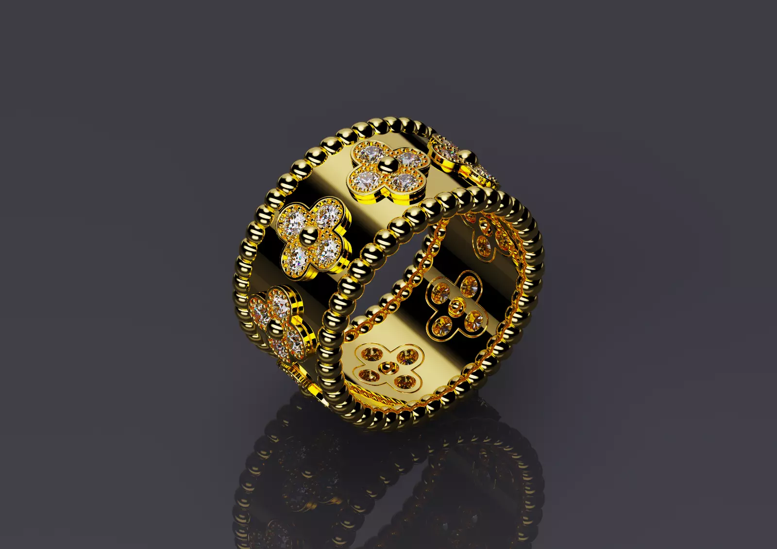 Ring Perlee Clovers 001 3D print model_0