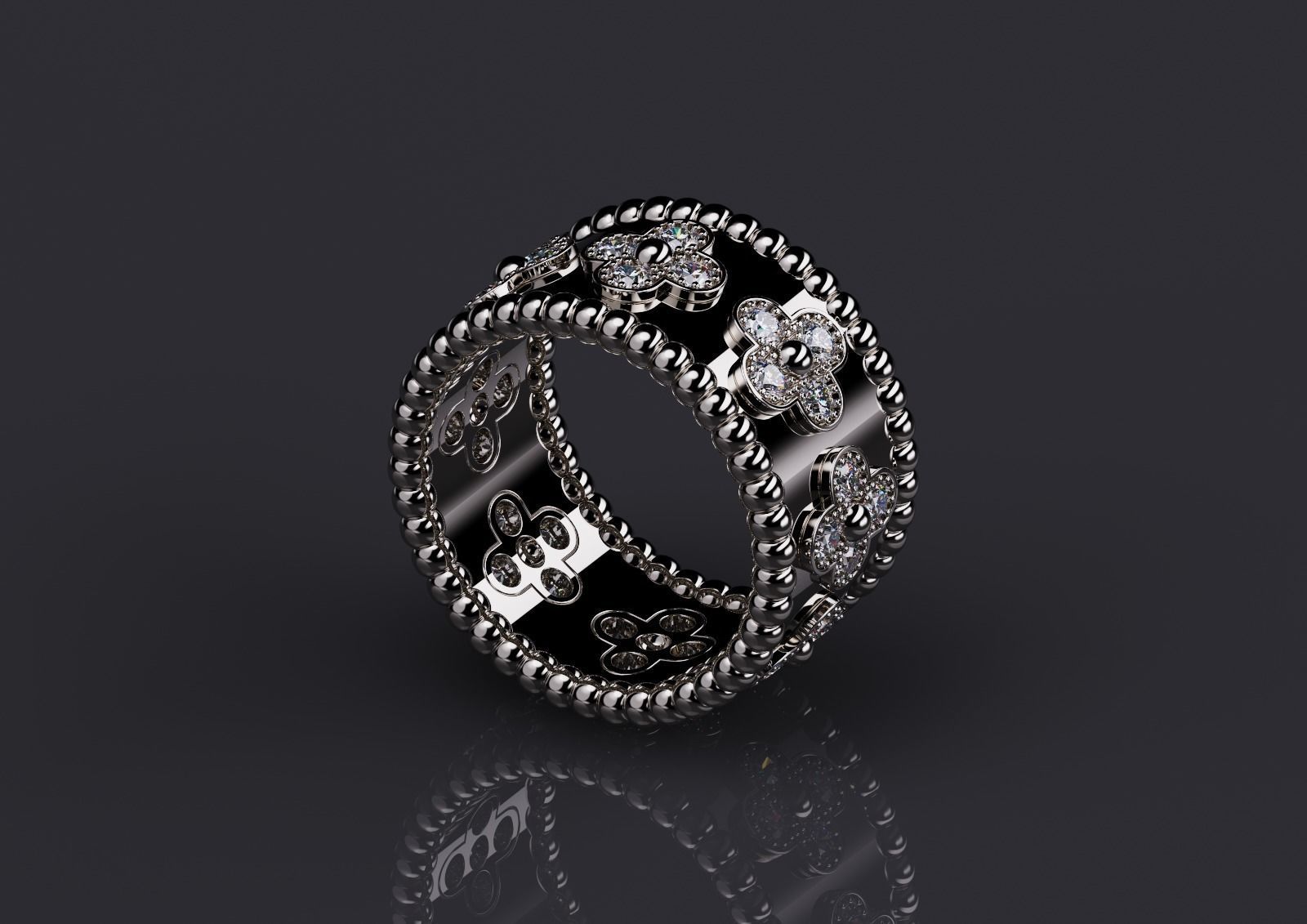 Ring Perlee Clovers 001 3D print model_2