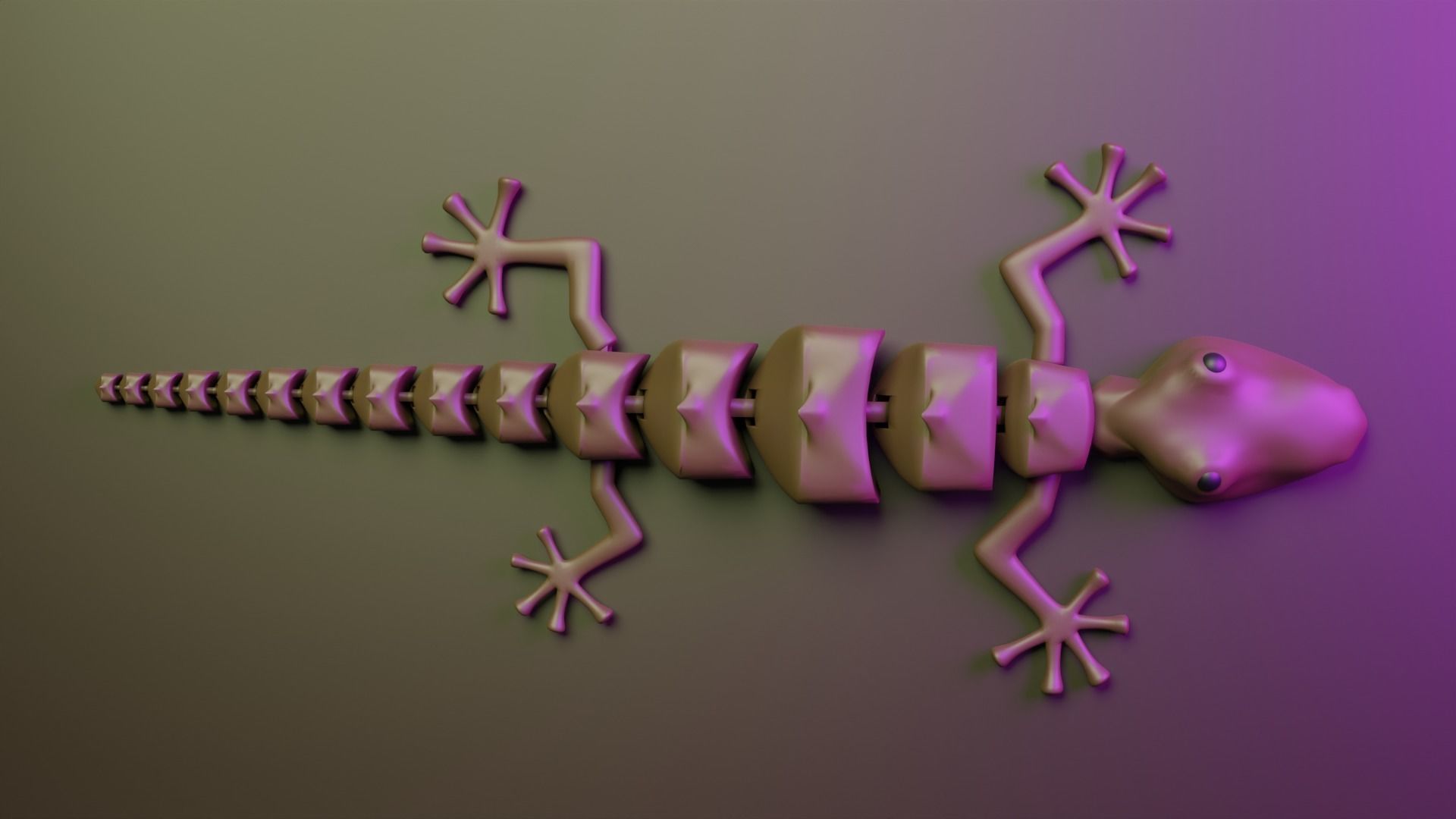 Arculated lizzard desktop fidget pet for 3D print 3D print model_2