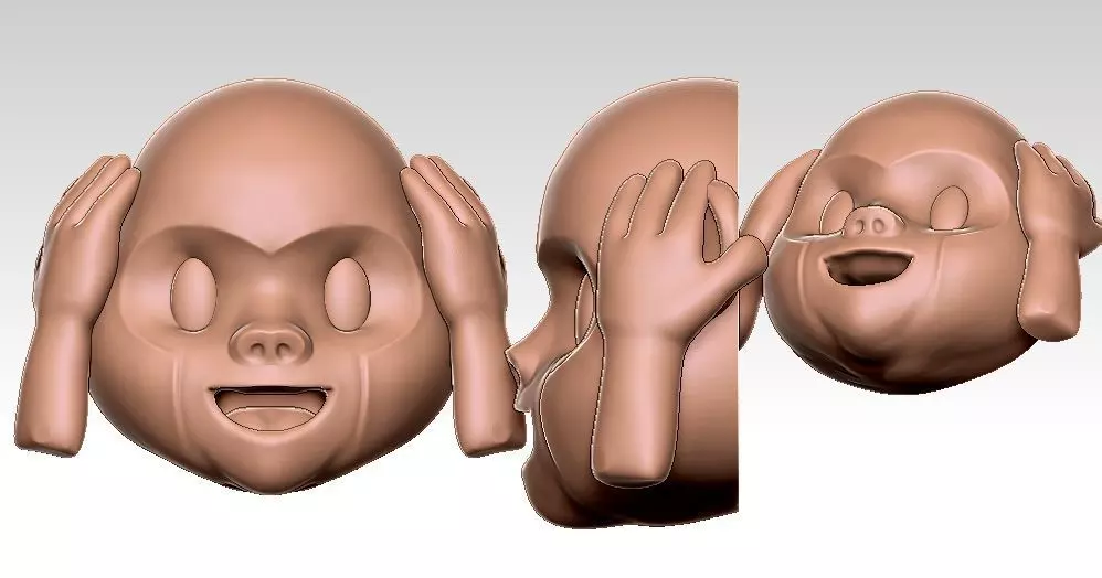 Monkey Ear Emoji 3D Model 3D print model_0