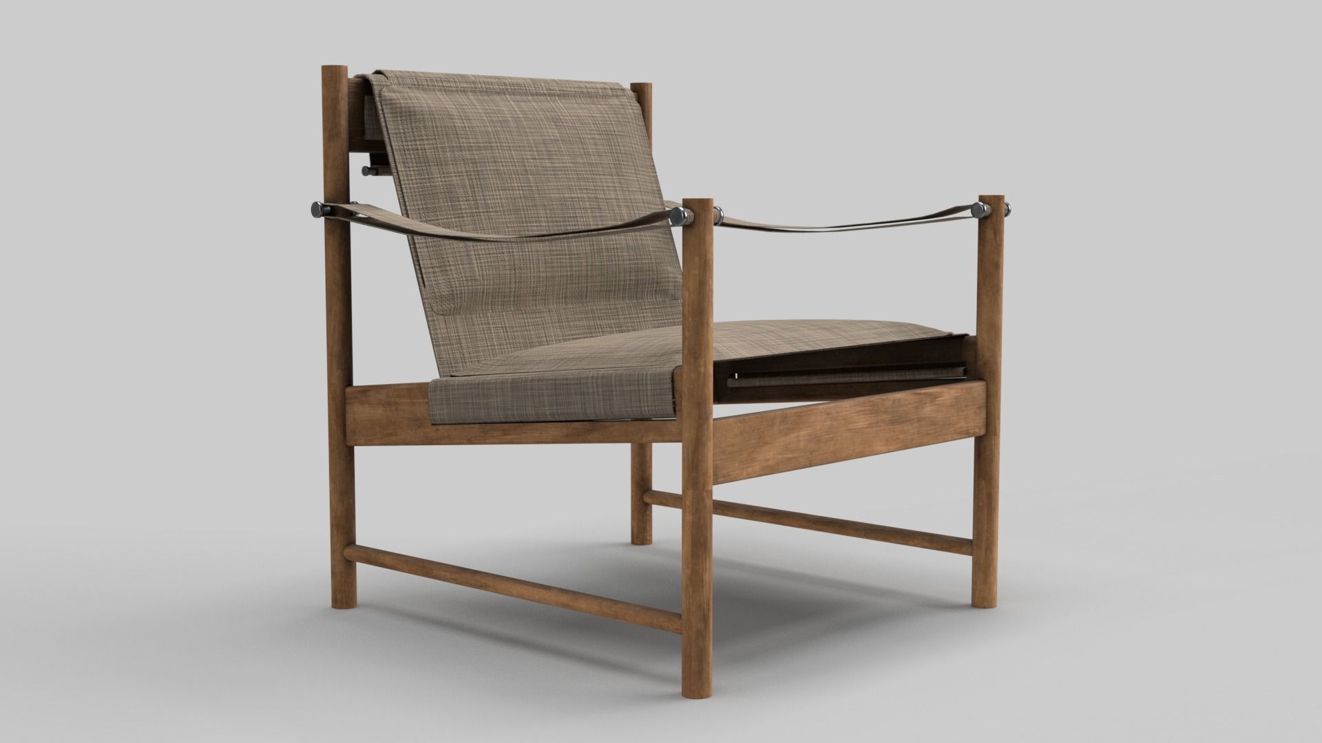 Lounge wood chair 3D model_2