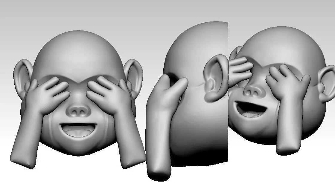 Monkey eyes Emoji 3D Model 3D print model_0