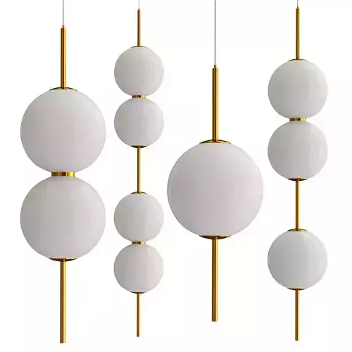 VOKE collection four spheres hanging from gold rods Low-poly 3D model