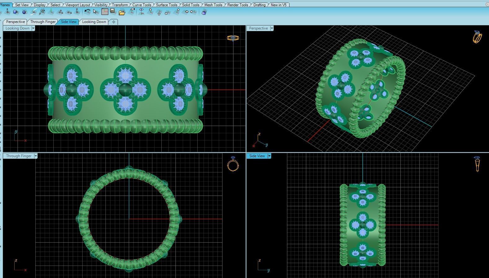 Ring Perlee Clovers 003 3D print model_9