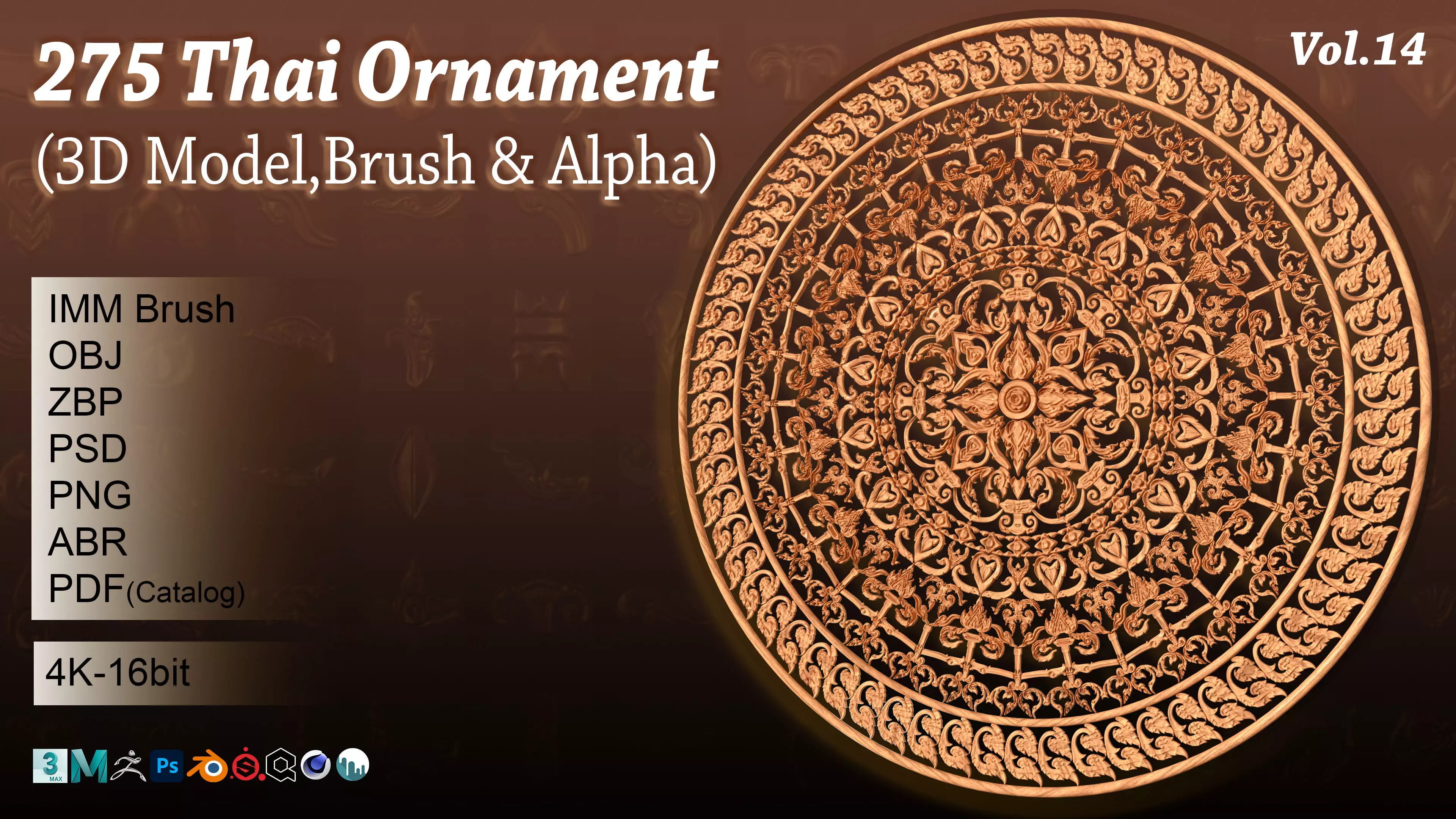 275 Thai Ornament 3D Model alpha and Brush vol 14 3D model