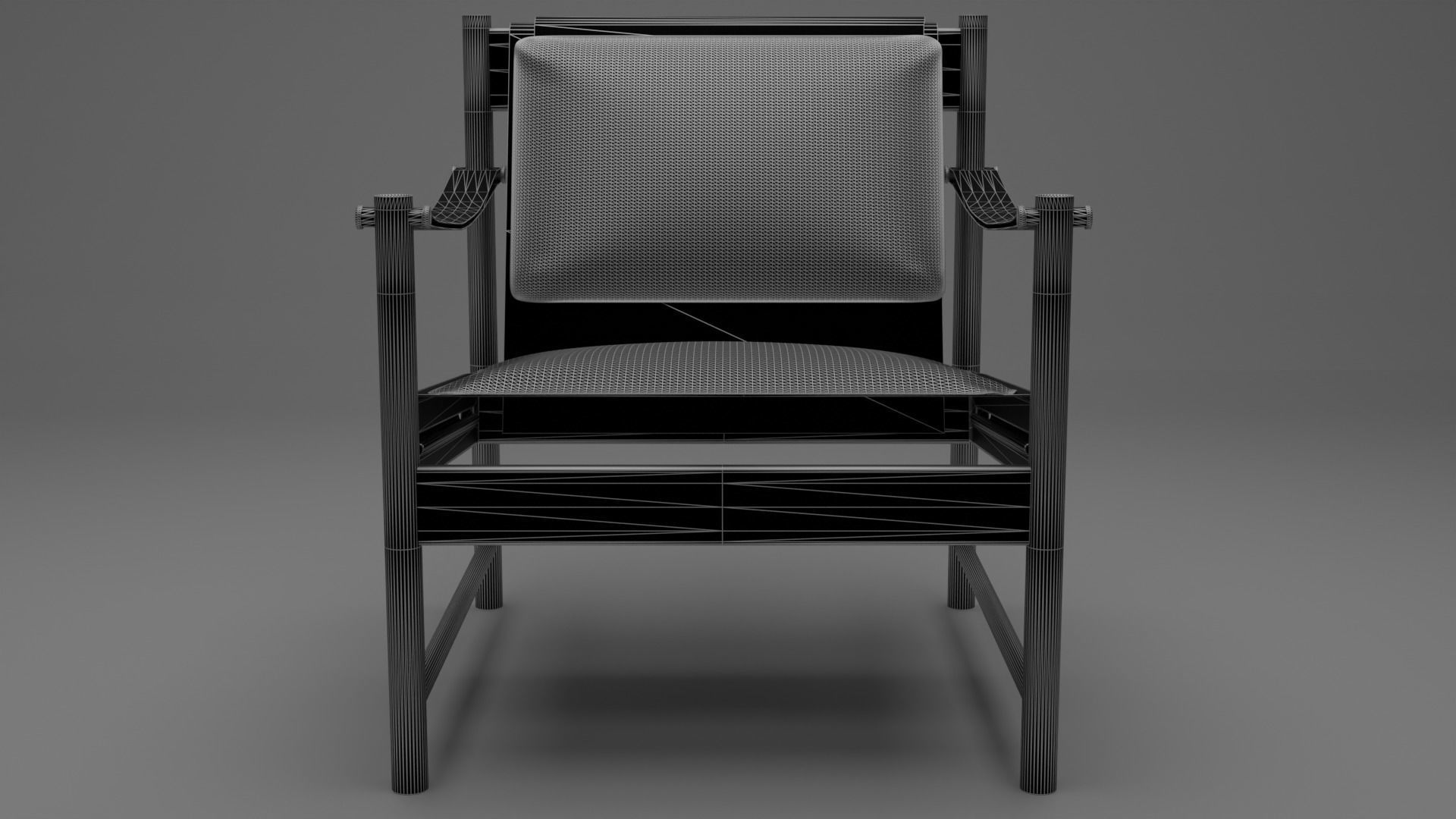 Lounge wood chair 3D model_7