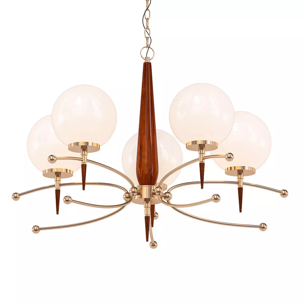 BRASS 5 six light chandelier with and globes 3D model