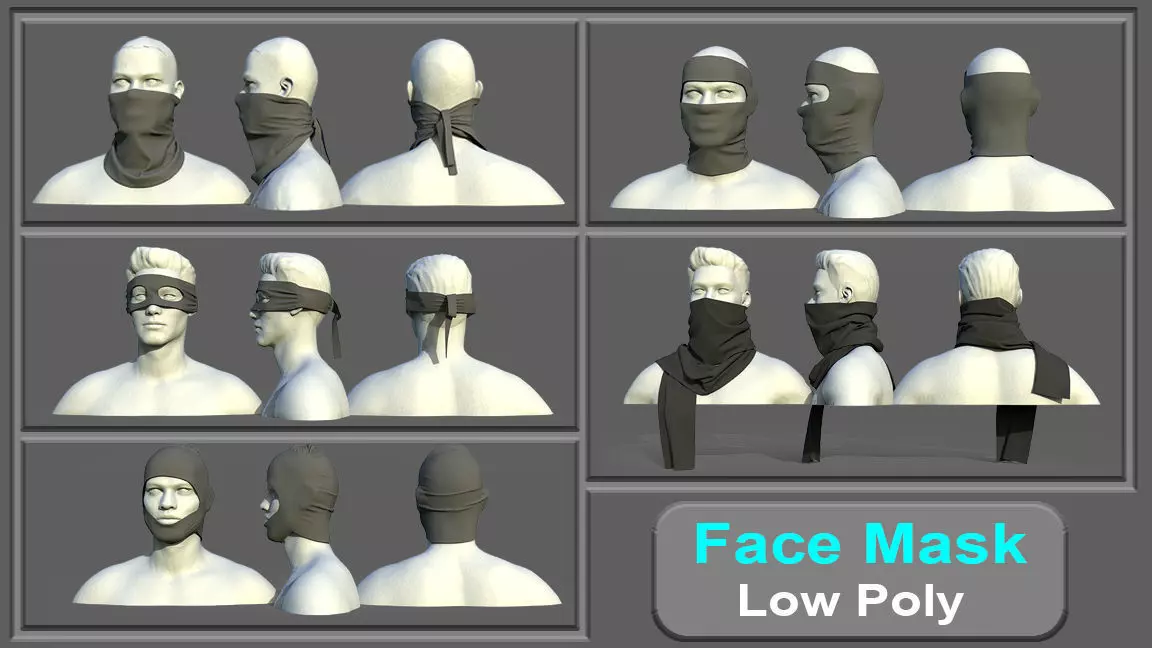 Face Mask Low Poly With UV Vol 3 Low-poly 3D model_0
