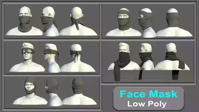 Face Mask Low Poly With UV Vol 3 Low-poly 3D model