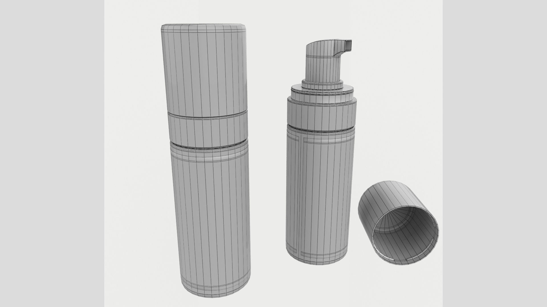 150ml 5oz Cosmetics Pump Dispenser Bottle Low High Poly 3D model_10