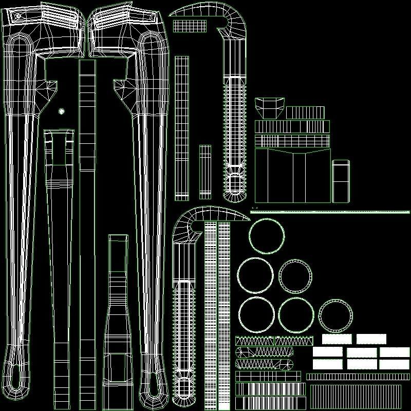 Pipe Wrench Tool Low High Poly 3D model_8