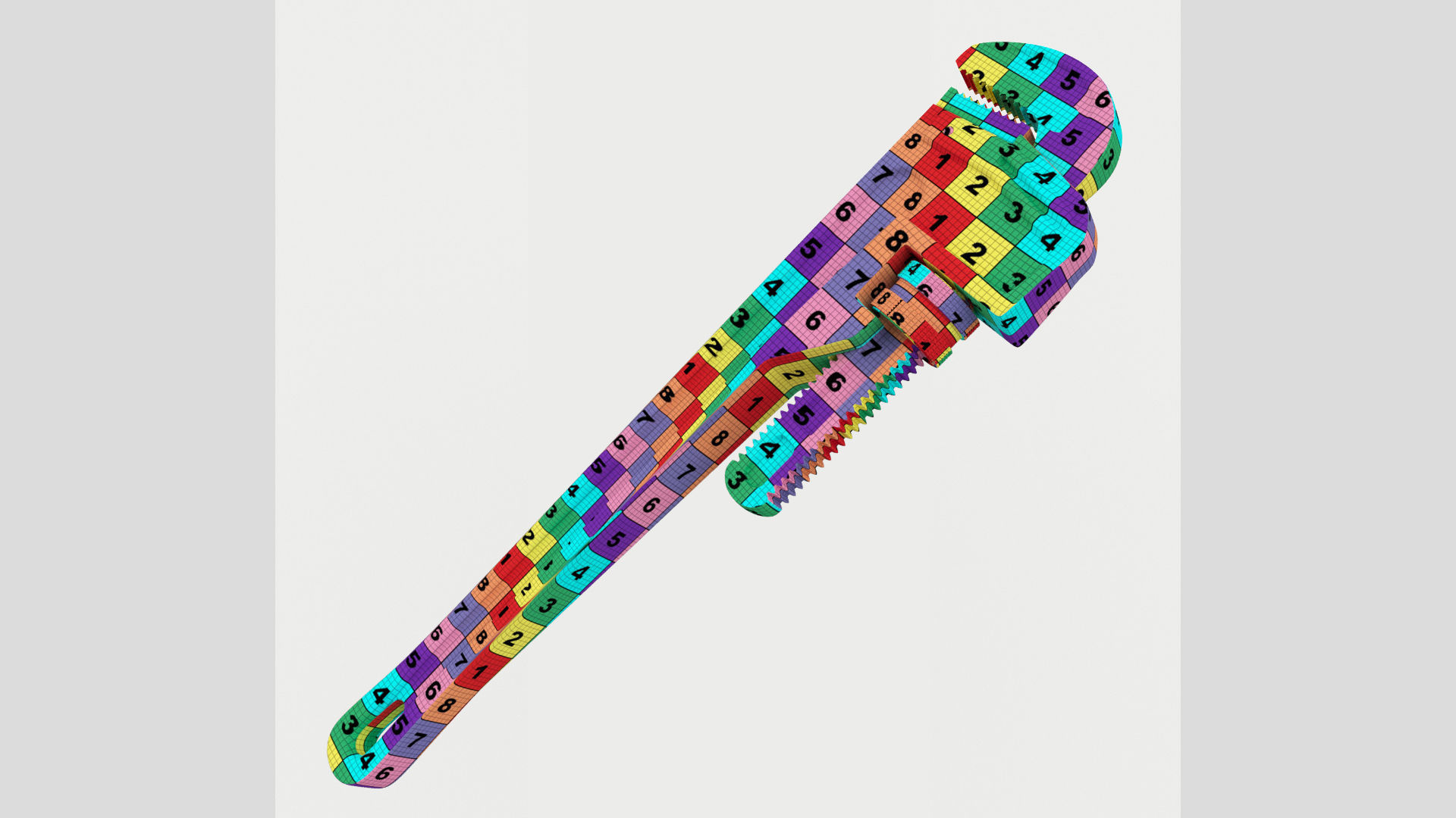 Pipe Wrench Tool Low High Poly 3D model_7