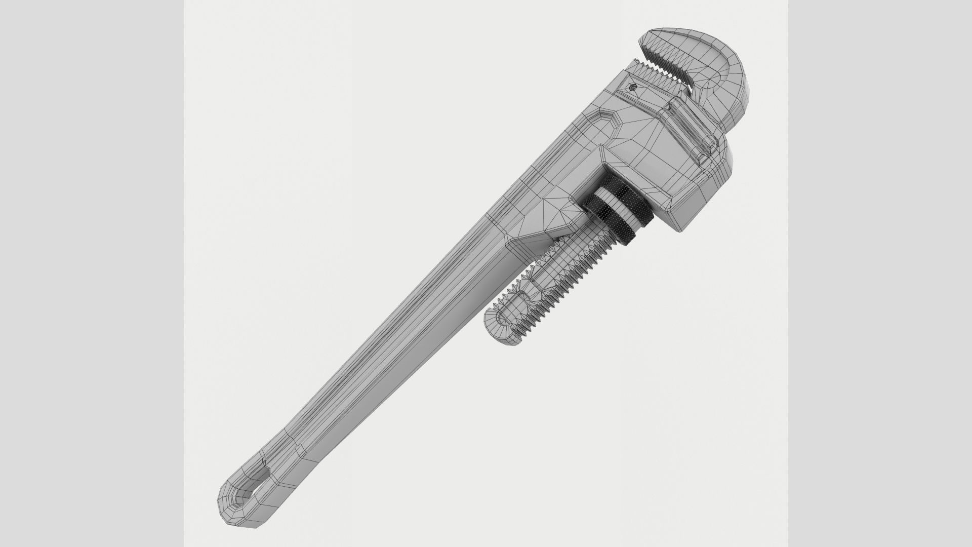 Pipe Wrench Tool Low High Poly 3D model_9