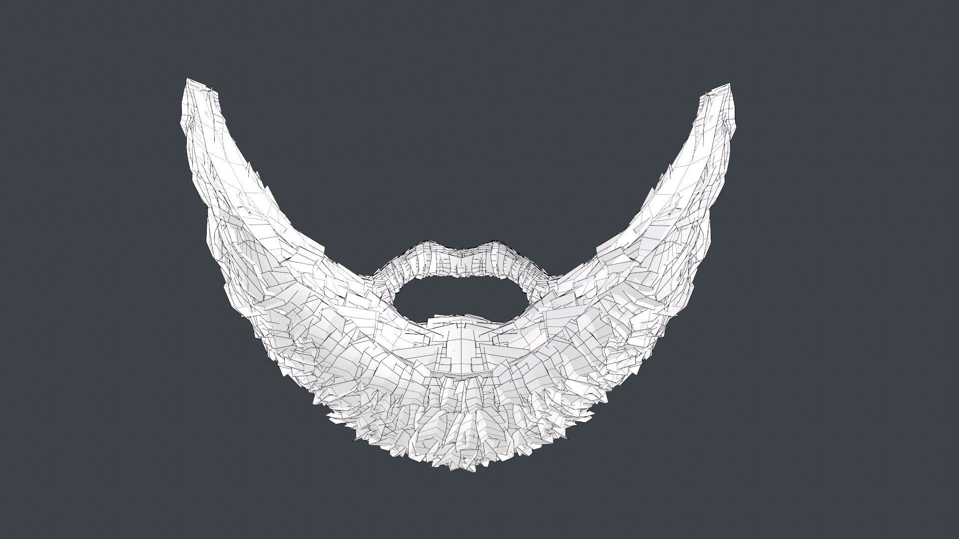 Facial Hair Cards Style 1 - Full Beard 1 Low-poly 3D model_23