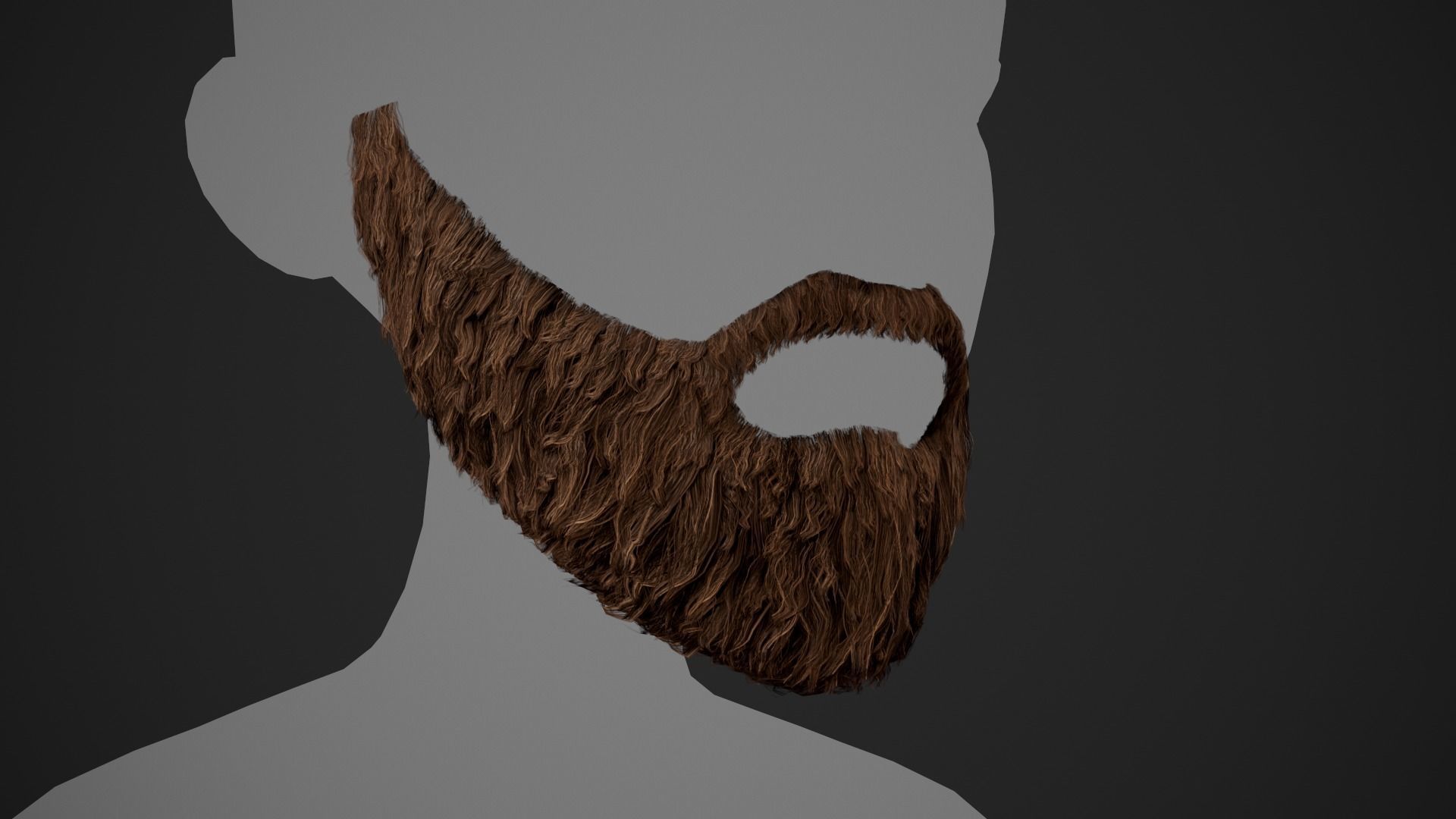 Facial Hair Cards Style 1 - Full Beard 1 Low-poly 3D model_6