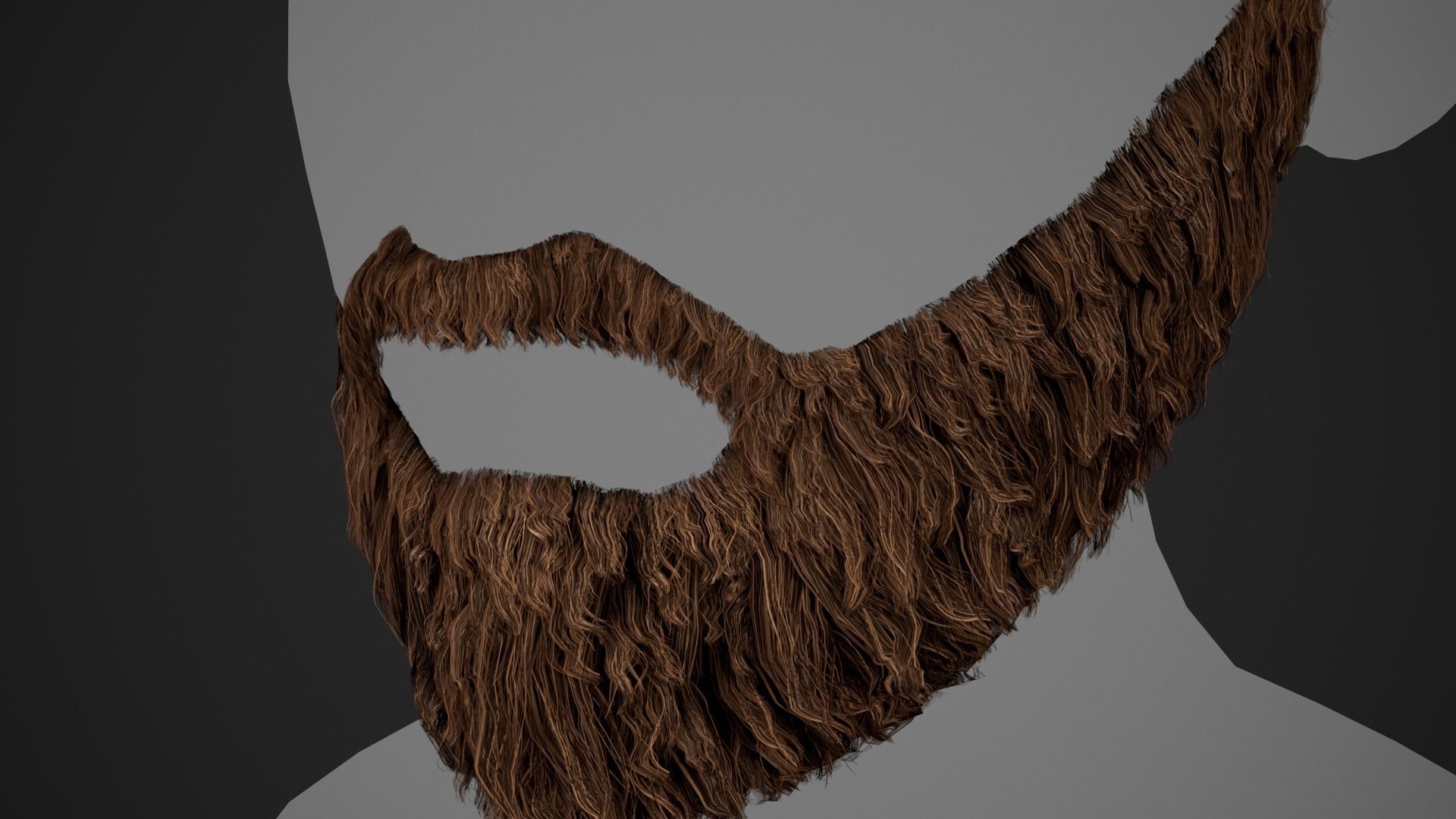 Facial Hair Cards Style 1 - Full Beard 1 Low-poly 3D model_8