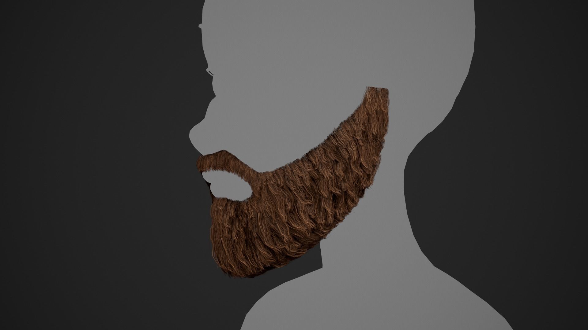 Facial Hair Cards Style 1 - Full Beard 1 Low-poly 3D model_3