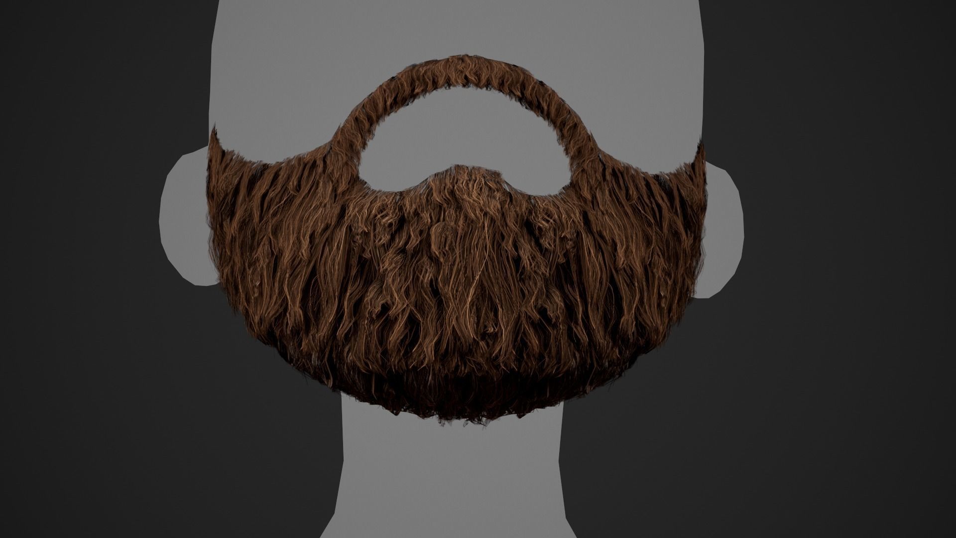 Facial Hair Cards Style 1 - Full Beard 1 Low-poly 3D model_7
