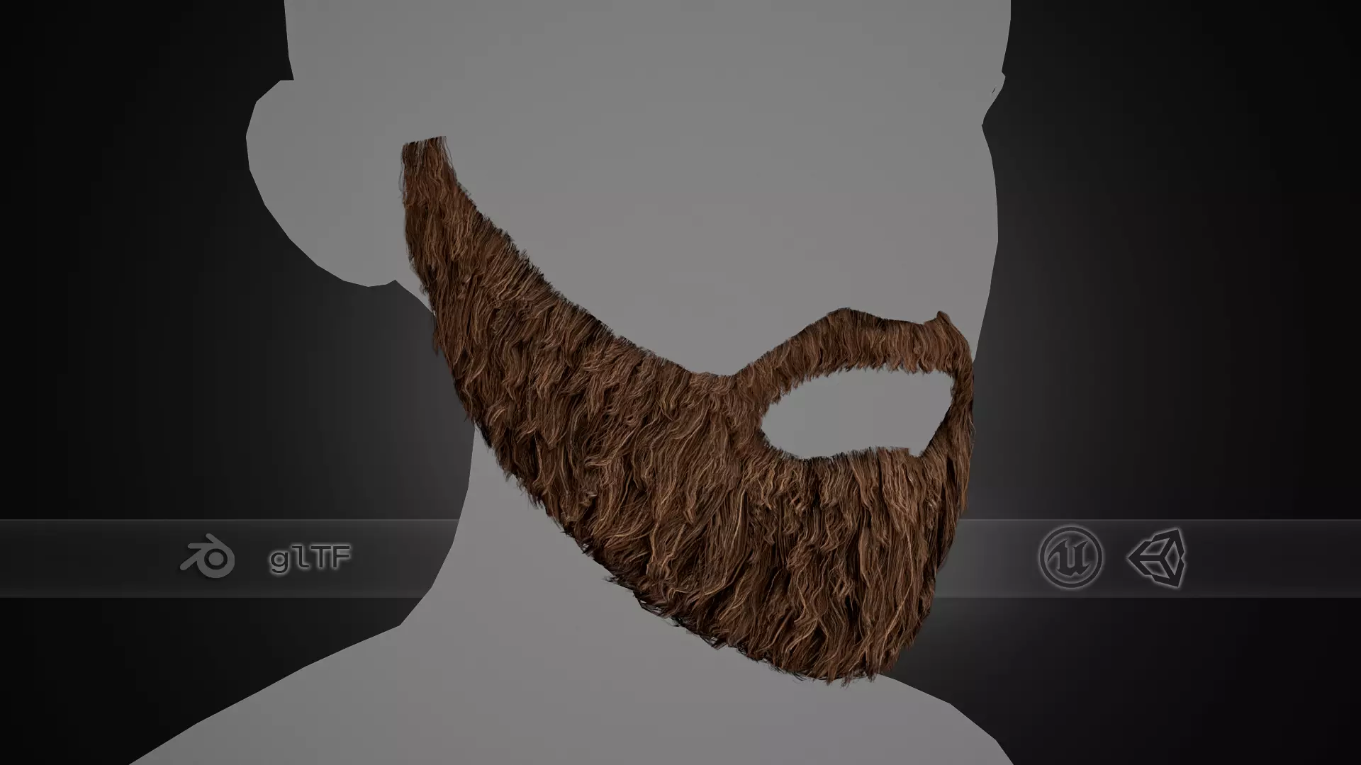 Facial Hair Cards Style 1 - Full Beard 1 Low-poly 3D model_0