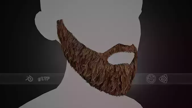 Facial Hair Cards Style 1 - Full Beard 1 Low-poly 3D model