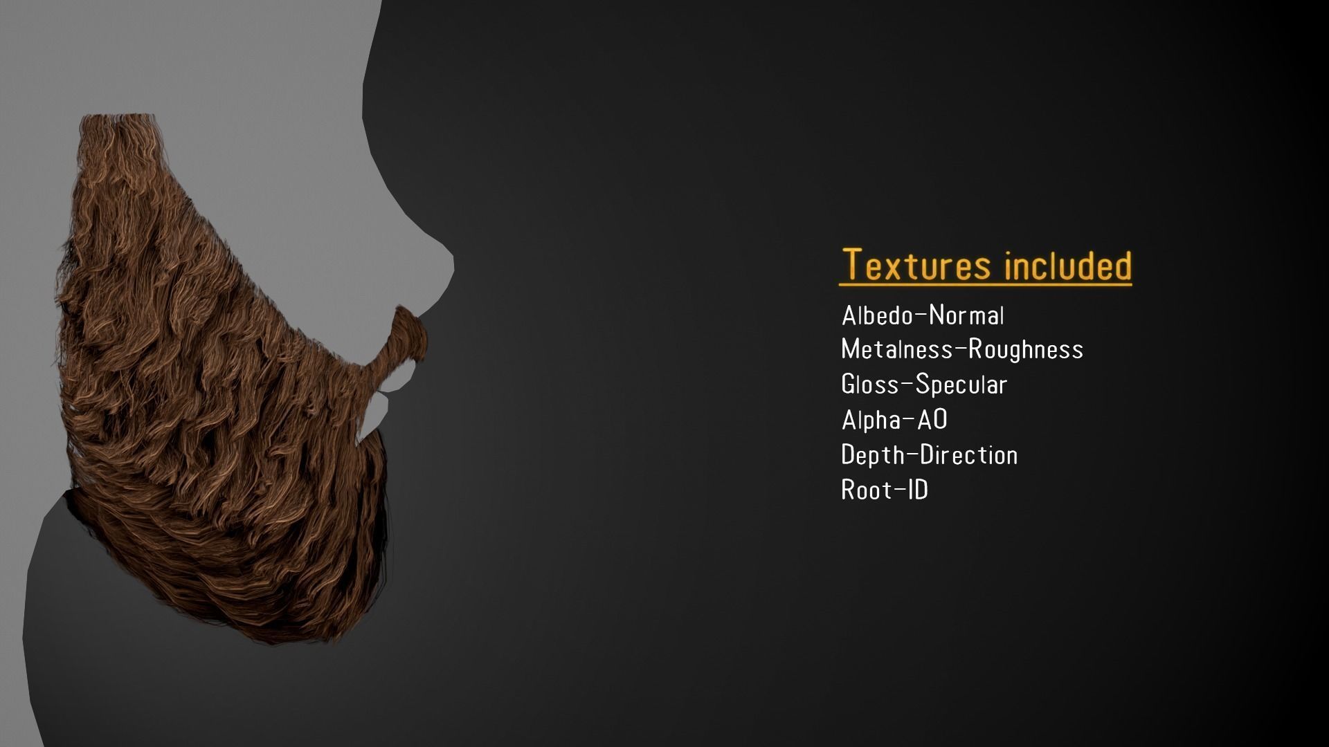 Facial Hair Cards Style 1 - Full Beard 1 Low-poly 3D model_1