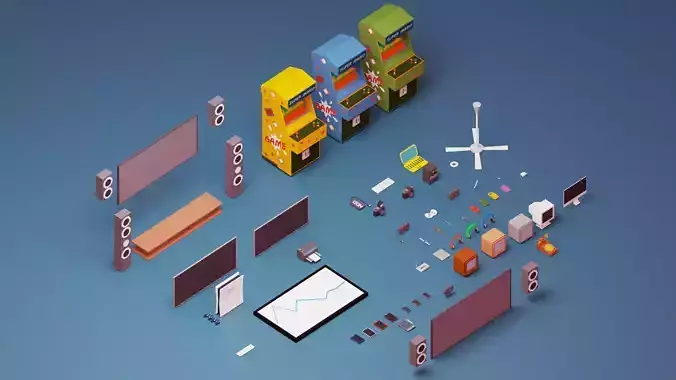 electronic devices low poly Low-poly 3D model
