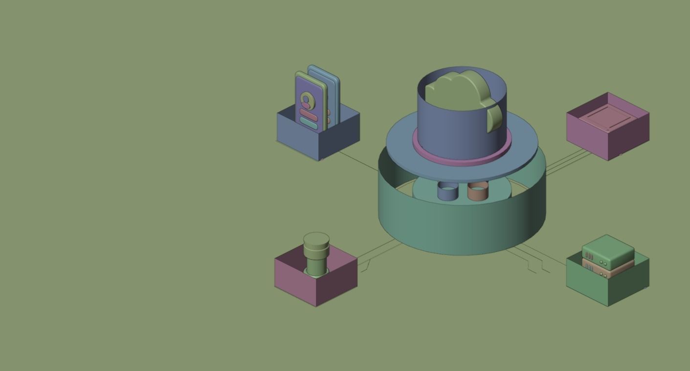 Isometric Cloud Computing for Landing Page 3D model_3