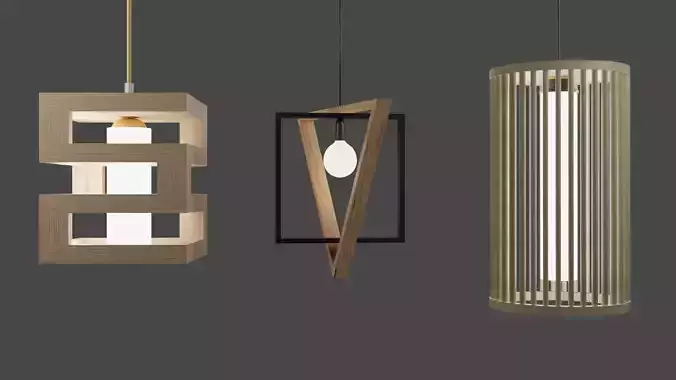 LIGHT pendant made of wood and glass