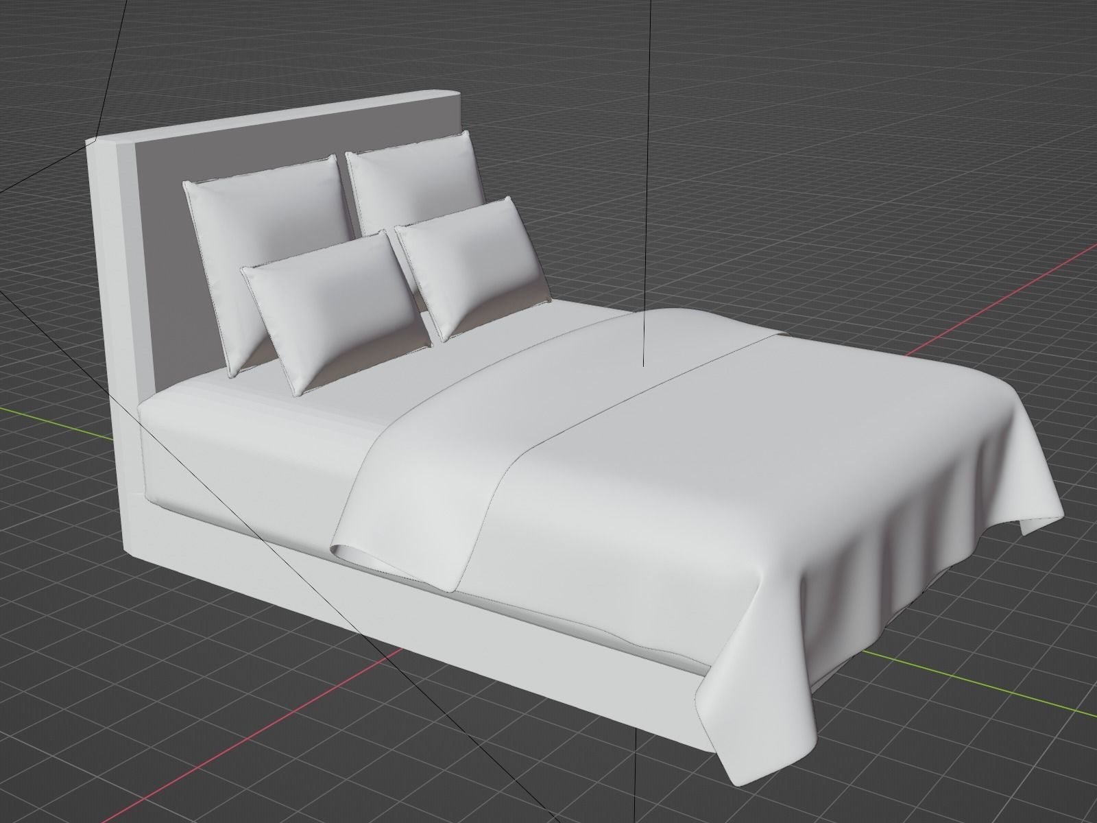 Checkers Bed 3D model_2