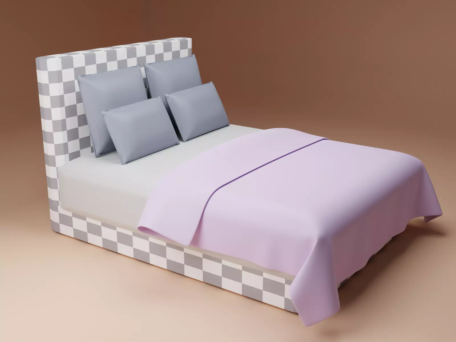 Checkers Bed 3D model_0