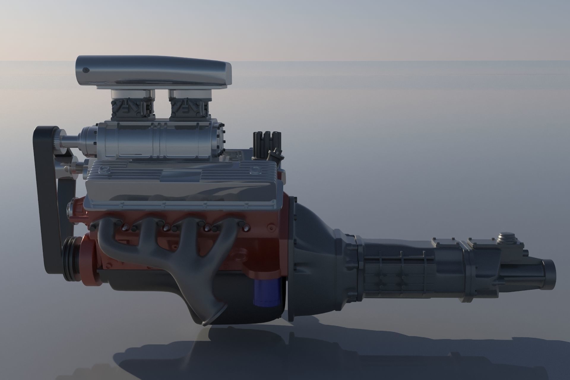 Chevrolet Big Block 454 Supercharger 3D print model_1